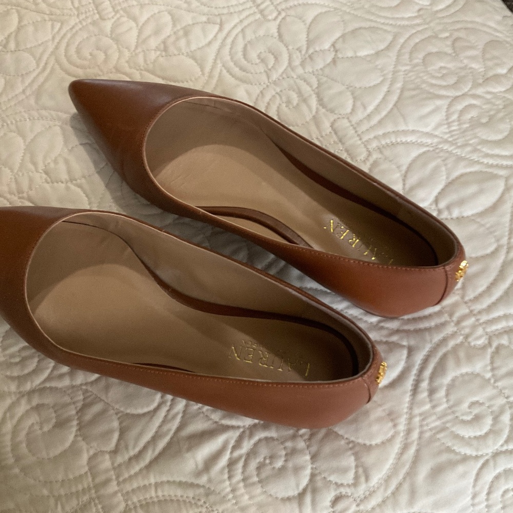Women Ralph Lauren Londyn Burnished Leather Flats